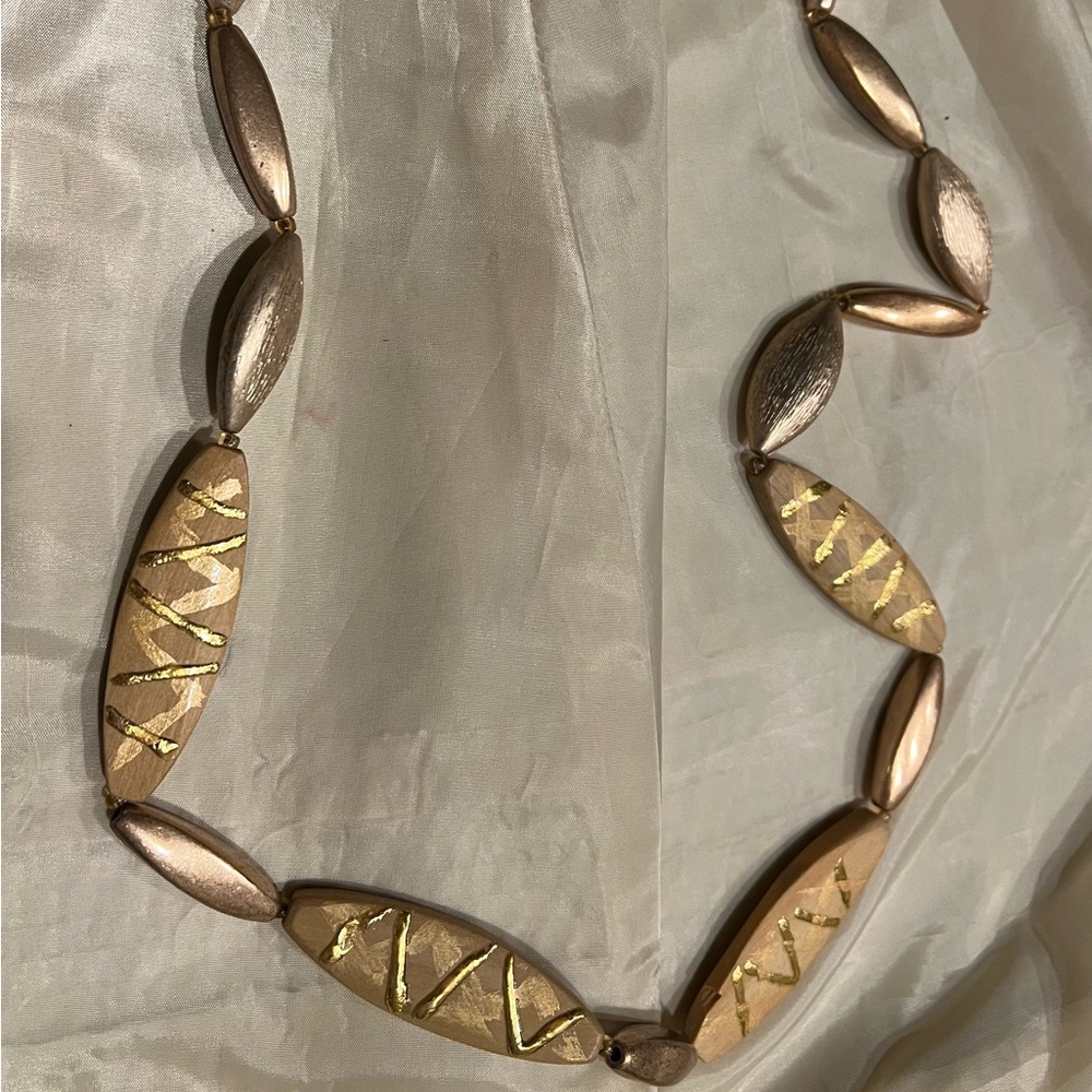 Gold painted wooden necklace